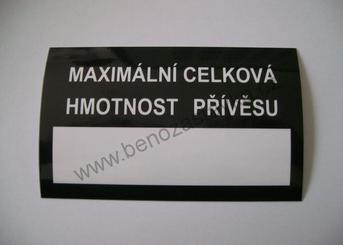 Maximální celková hmotnost přívěsu - volitelná