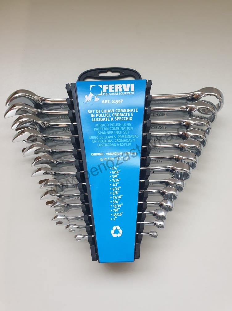 Sada očkoplochých palcových klíčů DIN 3113/leštěné - 1/4"^1" - FERVI