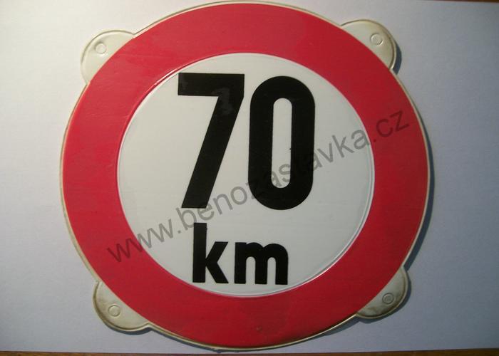 Cedulka rychlost plastová 70 Km/h