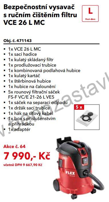 VCE 26 L MC Bezpečnostní vysavač s manuálním čištěním filtru, 25 l, třída L - FLEX