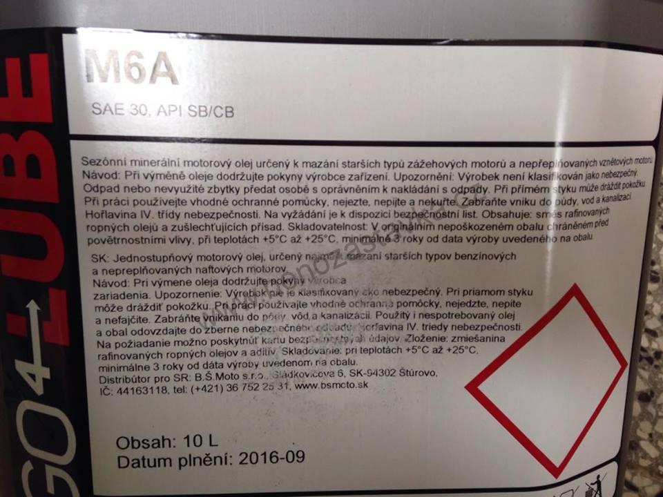 10Litrů - Motorový olej - M6A, SAE 30  
