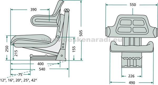 Sedadlo mechanicky odpružené - opěrky- PVC