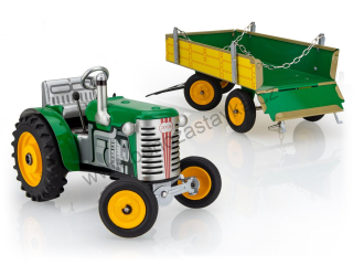 Plechový model traktor ZETOR 25 s valníkem zelený - kovové disky - KOVAPCZ
